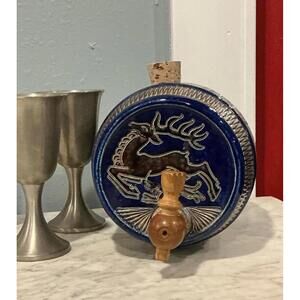 Vintage Ceramic Mini Keg with Wooden Tap and Cork Stopper Made in Germany